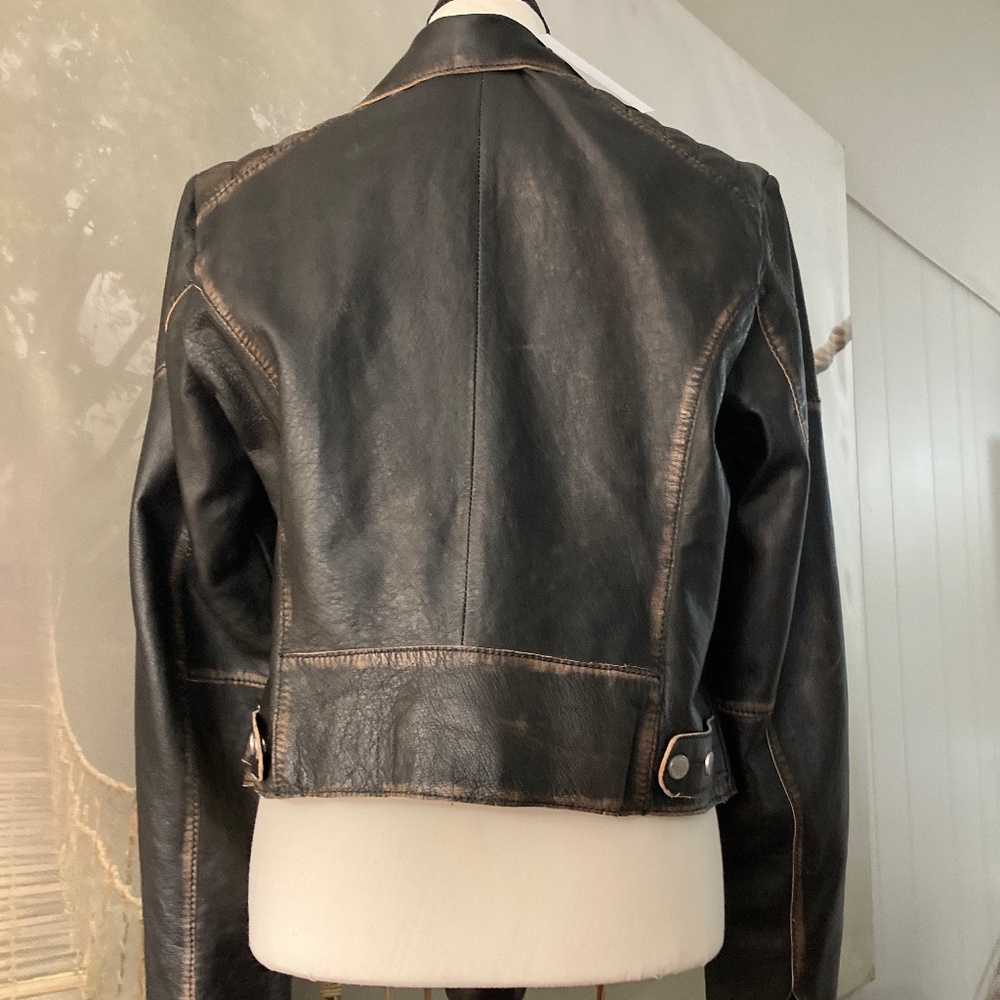 NWT  Mauritius Distressed Lamb Skin Moto Zip-Up Jacket 🤩🤩 - Picture 5 of 16